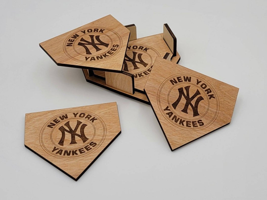 New York Yankees Homeplate Wooden Coasters, Man Cave, Baseball, Table, Father's Day Gift, Gift