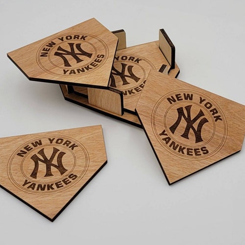 New York Yankees Homeplate Wooden Coasters Man Cave Etsy