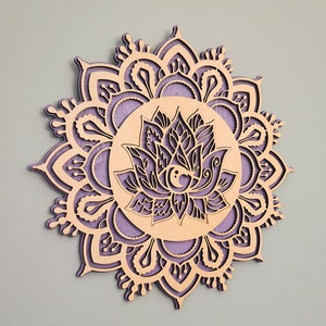 Mandala Wall Hanging Unique Farmhouse French Country Yoga room decor Positive inspirational meditation Lotus Flower Wall Art, Gift for mom
