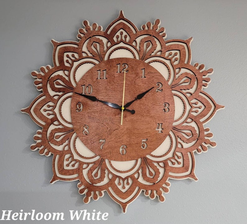 Mandala Wall Clock Wall Hanging Unique Farmhouse French Country, Gift for mom, Mothers day image 2