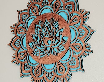 Mandala Wall Hanging Unique Farmhouse French Country Yoga room decor Positive inspirational meditation Lotus Flower Wall Art, Gift for mom