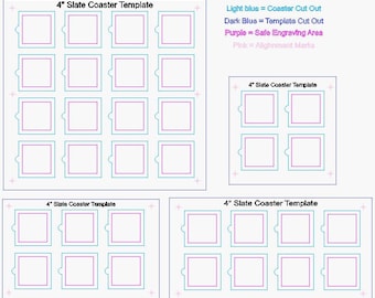 4 inch Slate Coaster Jig, 4 Templates included, Alignment for Engraving Coasters (SVG Template)