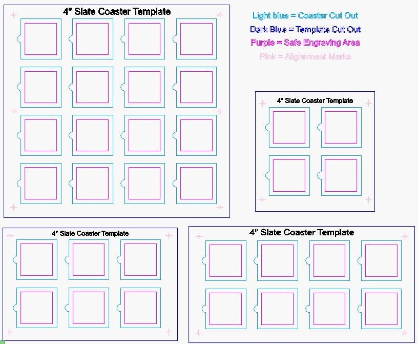 Coaster Jigs Vector 4 Inch Slate Coaster Jig, 4 Templates Included, Alignment for Engraving ...