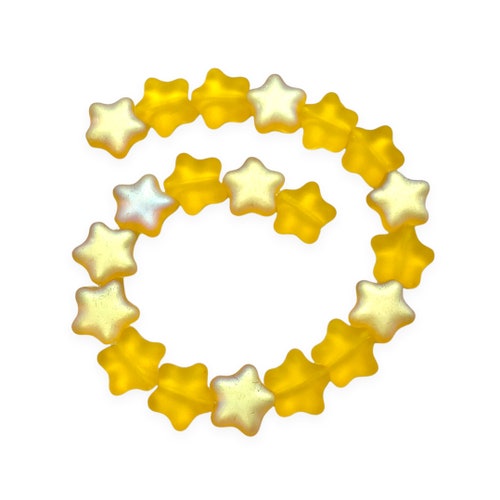 20pc Puffed Star Beads Charms Translucent Yellow Golden AB Etsy
