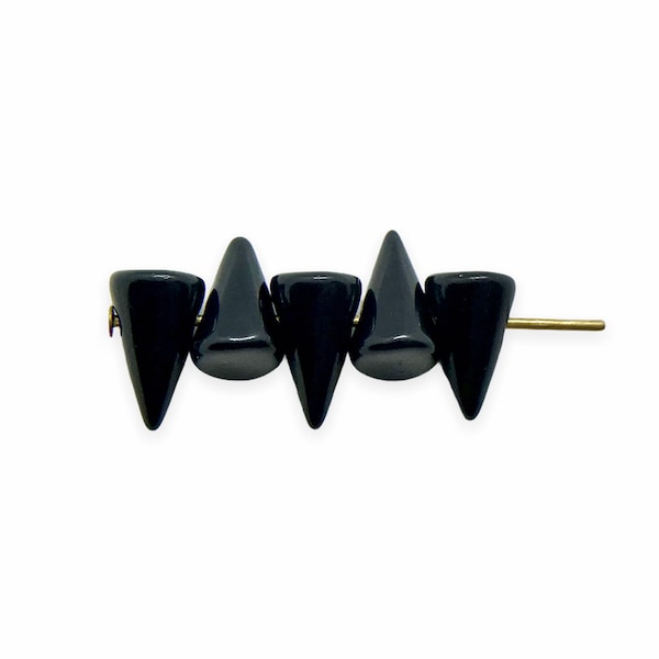 Baby spike cone beads black 8x5mm 50pc Czech glass iptv