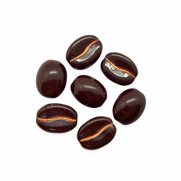 20pc Espresso Coffee Bean Beads |#4| Dark Red Brown Shiny copper 11x8mm Czech Glass zzz yyy iptv