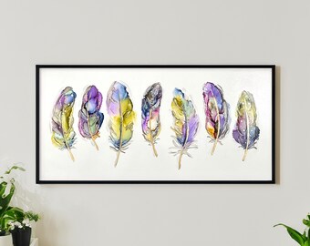 Serenity Plumes - Original Artwork - Hand-Painted Artwork - Not a Print - Ready to Frame - Abstract Art - Alcohol Ink Art - Feather Boho