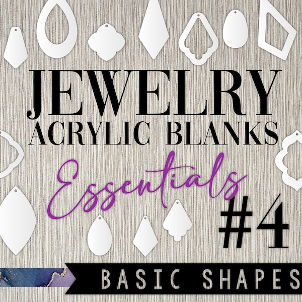 BASIC SHAPES - Acrylic Earring Blanks Essentials 1/8" (3mm) - Collection #4 - Diamond - Drops - Dagger - Moroccan - Black White Clear