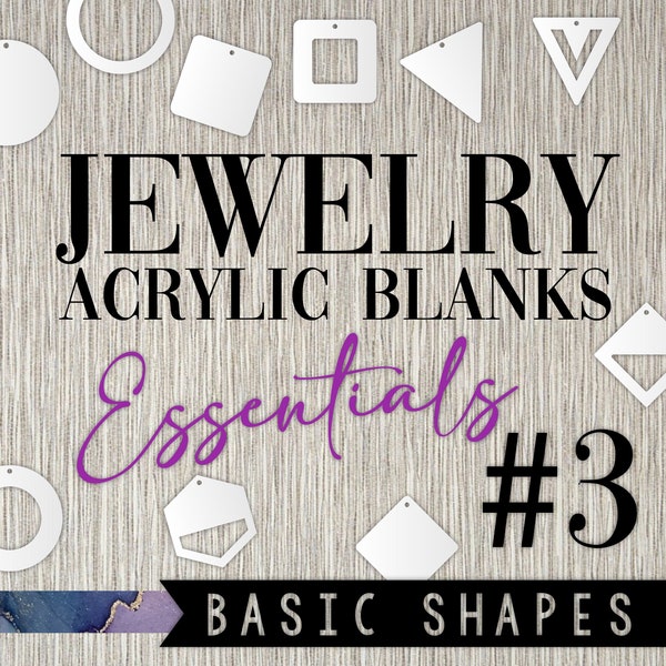 BASIC SHAPES - Acrylic Earring Blanks Essentials 1/8" (3mm) - Collection #3 - Rounds - Squares - Triangles - Hexagons - White Black Clear