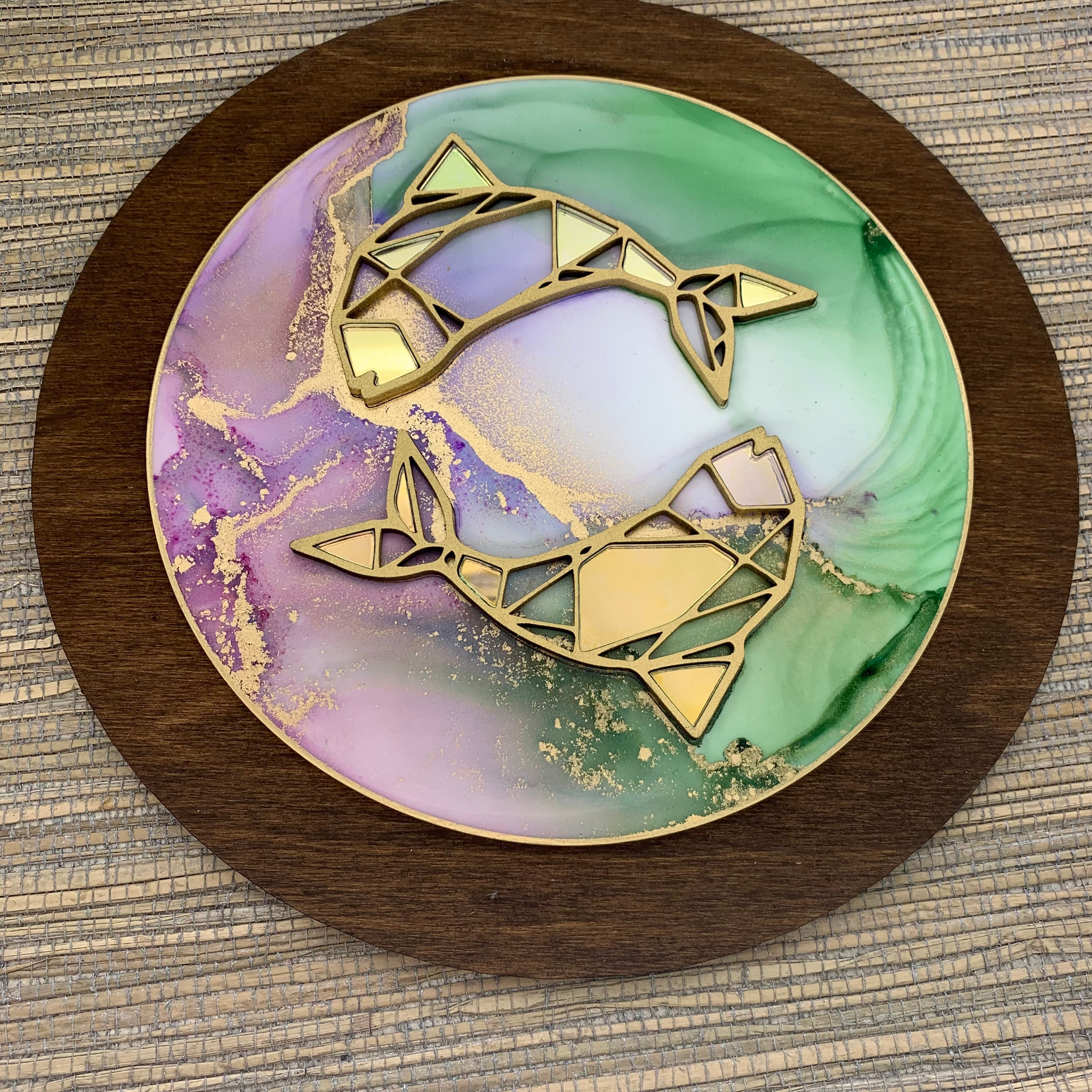 Geometric Zodiacs - Water Signs - Iridescent Mirror Inset - Stained Glass Inspired - Unique Art - One of a Kind - Hand-Painted Art