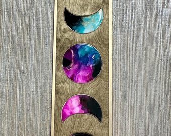 Large Moon Phases~ Unique Art - One of a Kind - Hand-Painted Art - Bohemian Art - Boho Art - Happy Art - Astrology Art