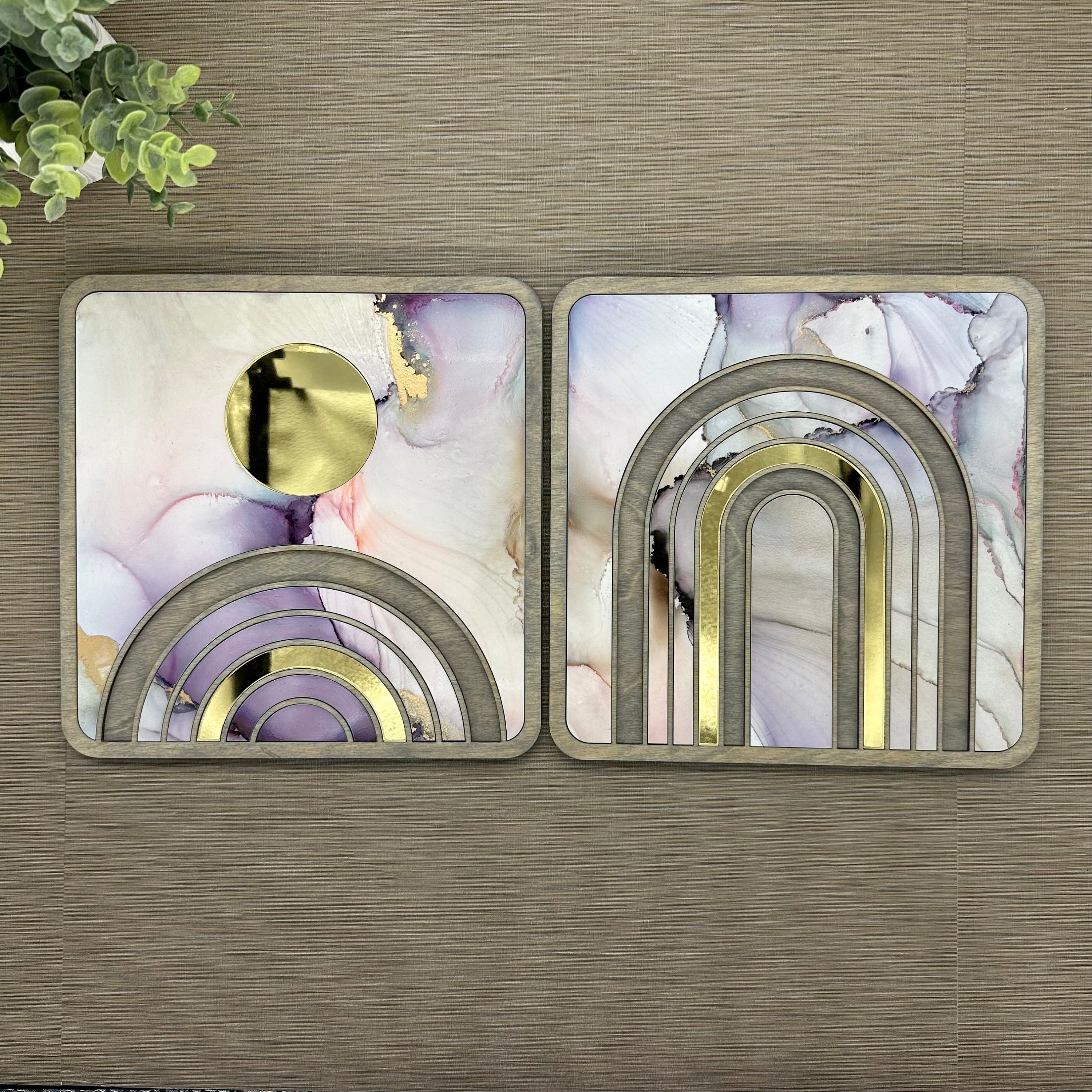 Artwork ~Arches 3 & 4~ Ready to Hang - Original Artwork - Alcohol Ink - Unique Art - Diptych - Art Set