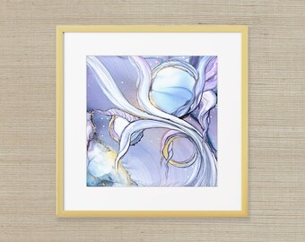 Infinite Curiosity – Original Alcohol Ink Abstract Painting | Lavender, Indigo & Gold Wall Art | 12x12 Modern Abstract