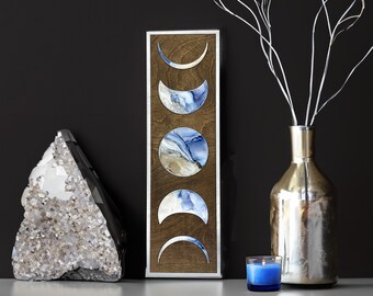 Large Moon Phases~ Unique Art - One of a Kind - Hand-Painted Art - Bohemian Art - Boho Art - Happy Art - Astrology Art