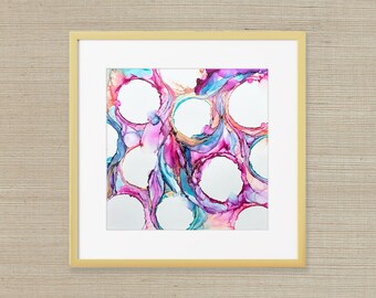 Celestial Passage – Original Alcohol Ink Abstract Circle Art, Hand-Painted Portal Artwork, 12 × 12, Framed or Unframed