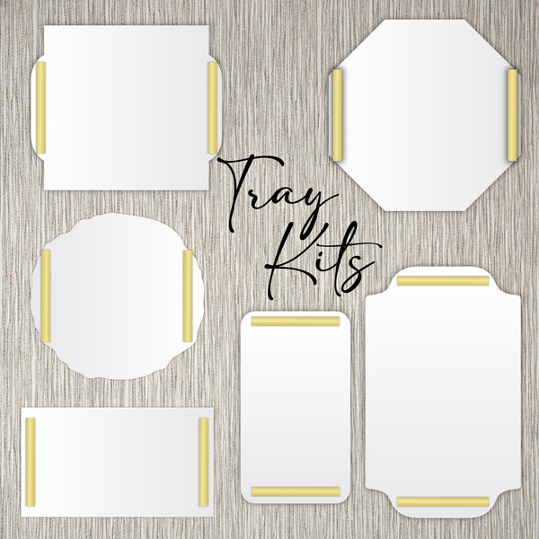 Handled Tray Kits - 1/4" (6mm) Thick Acrylic Base with Handles, Screws, Bumpers -White Black Clear