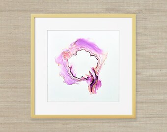 Fantasia – Abstract Alcohol Ink Wall Art | 12x12 Purple and Gold Painting | Modern Fluid Art for Home Decor