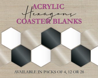 Hexagon Acrylic Blanks for Fluid Art | 4.25" x 3.68" | 1/4" or 1/8" | White, Black, or Clear | Resin, Paint & Alcohol Ink Ready