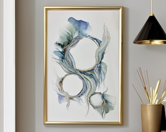Harmony in Motion, Original Alcohol Ink Portal Art, Large Abstract Wall Art, 24x36 Ready to Frame