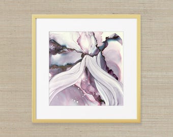 Wandering Desire – Original Alcohol Ink Abstract Painting | Mauve, Rose & White Flowing Art | 12x12 Modern Wall Decor