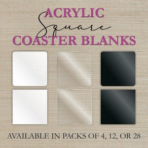 Square Acrylic Blanks for Painting or Resin | 3.5&quot; White, Black, Clear | 1/8&quot; or 1/4&quot; Tiles | Fluid Art Supplies - Rounded or Pointy Corners