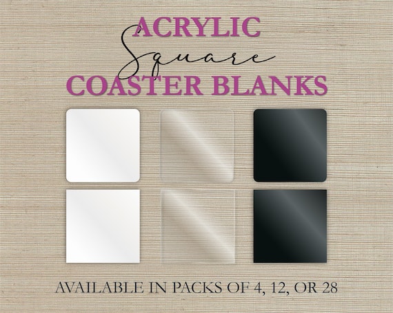 Square Acrylic Blanks for Painting or Resin | 3.5" White, Black, Clear | 1/8" or 1/4" Tiles | Fluid Art Supplies - Rounded or Pointy Corners