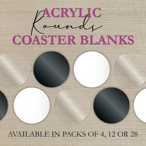 Round Acrylic Coaster Blanks for Fluid Art | 3.7&quot; Diameter | 1/4&quot; or 1/8&quot; | White, Black, or Clear | Ready for Resin, Ink & Paint