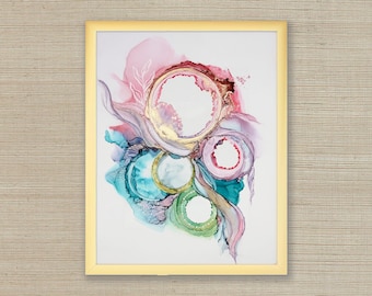 Reverie – Original 11x14 Alcohol Ink Art in Gold Frame | Abstract Wall Decor - Portals - Dreamy Art | Within Collection