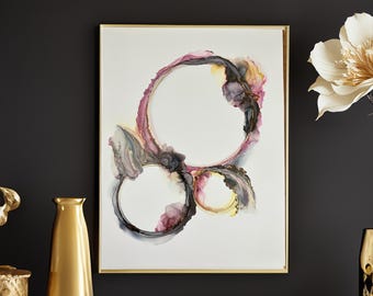 Eternal Convergence – Original Alcohol Ink Abstract Circle Art, Hand-Painted Portal Artwork, 20x26 Ready to Frame