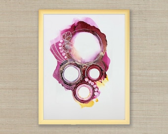 Delight – Original 11x14 Alcohol Ink Art in Gold Frame | Abstract Wall Decor - Portals - Dreamy Art | Within Collection