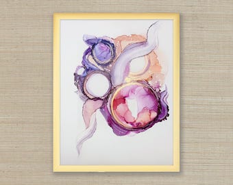 Marvel – Original 11x14 Alcohol Ink Art in Gold Frame | Abstract Wall Decor - Portals - Dreamy Art | Within Collection