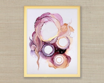Solace – Original 11x14 Alcohol Ink Art in Gold Frame | Abstract Wall Decor - Portals - Dreamy Art | Within Collection