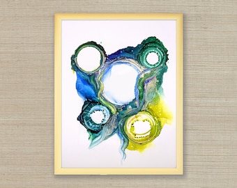 Awaken – Original 11x14 Alcohol Ink Art in Gold Frame | Abstract Wall Decor - Portals - Dreamy Art | Within Collection
