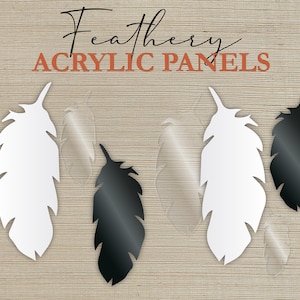 1/8" Acrylic Feather Blanks for Alcohol Ink or Resin | White, Black, or Clear | Paint, Ink & Resin Ready | Includes Adhesive Hanger