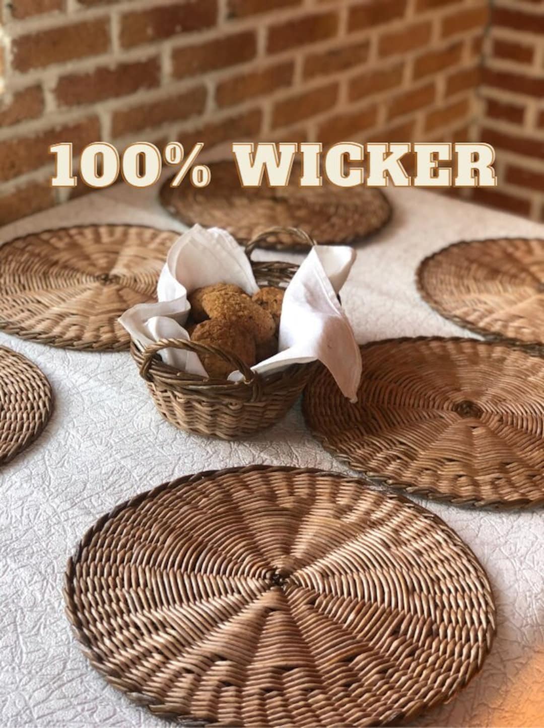 Round Placemats Wicker Placemats Placemats Set of 6 Table Etsy