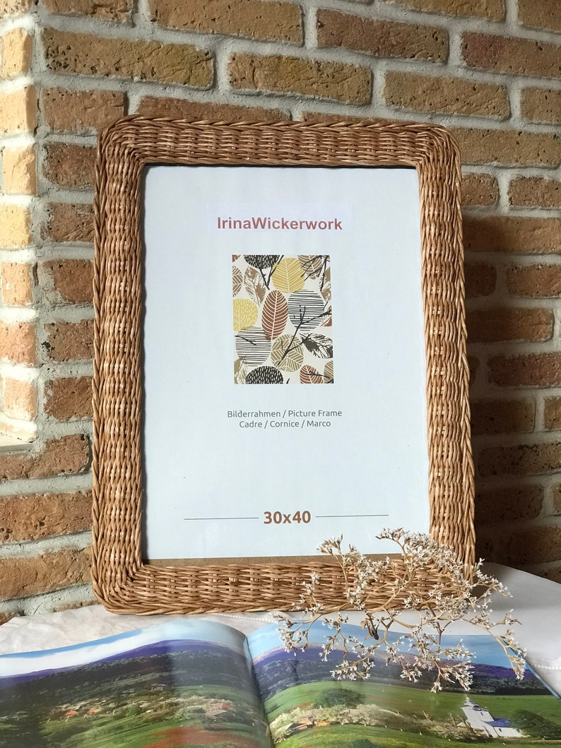 Wicker Picture Frame Wicker Photo Frame A3 Vintage Frames Etsy