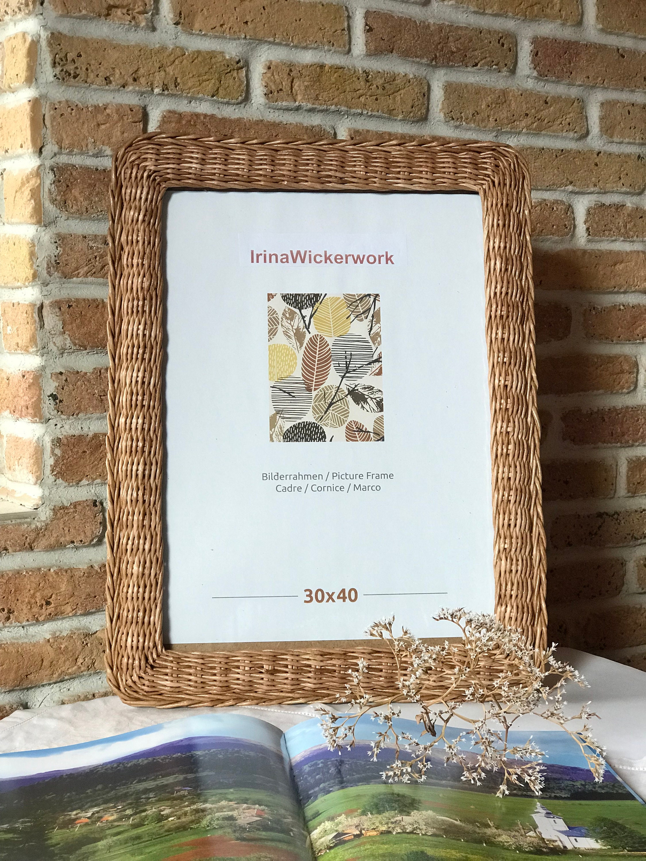 Wicker Picture Frame Wicker Photo Frame A3 Vintage Frames Etsy