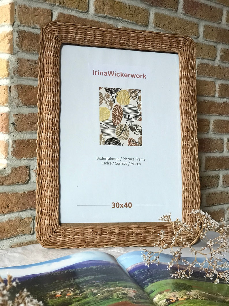 Wicker Picture Frame Wicker Photo Frame A3 Vintage Frames Etsy