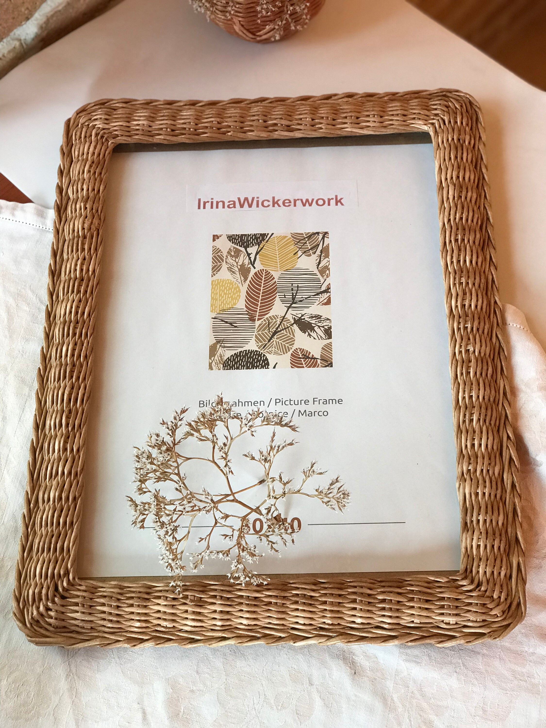 Wicker Picture Frame Wicker Photo Frame A3 Vintage Frames Etsy