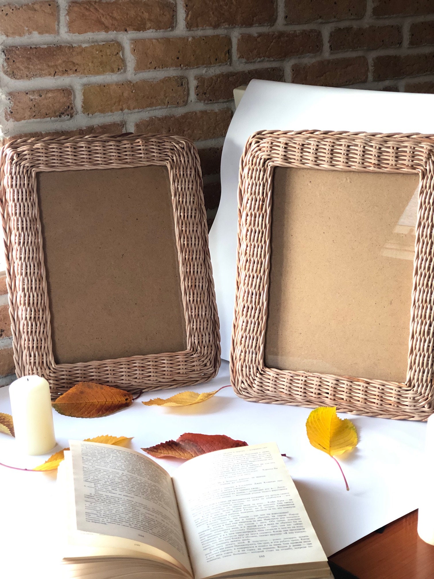 Wicker Picture Frame Wicker Photo Frame A3 Vintage Frames Etsy