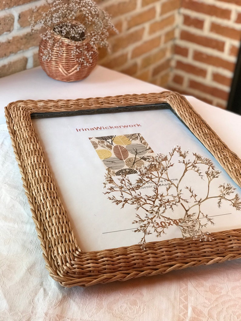 Wicker Picture Frame Wicker Photo Frame A3 Vintage Frames Etsy