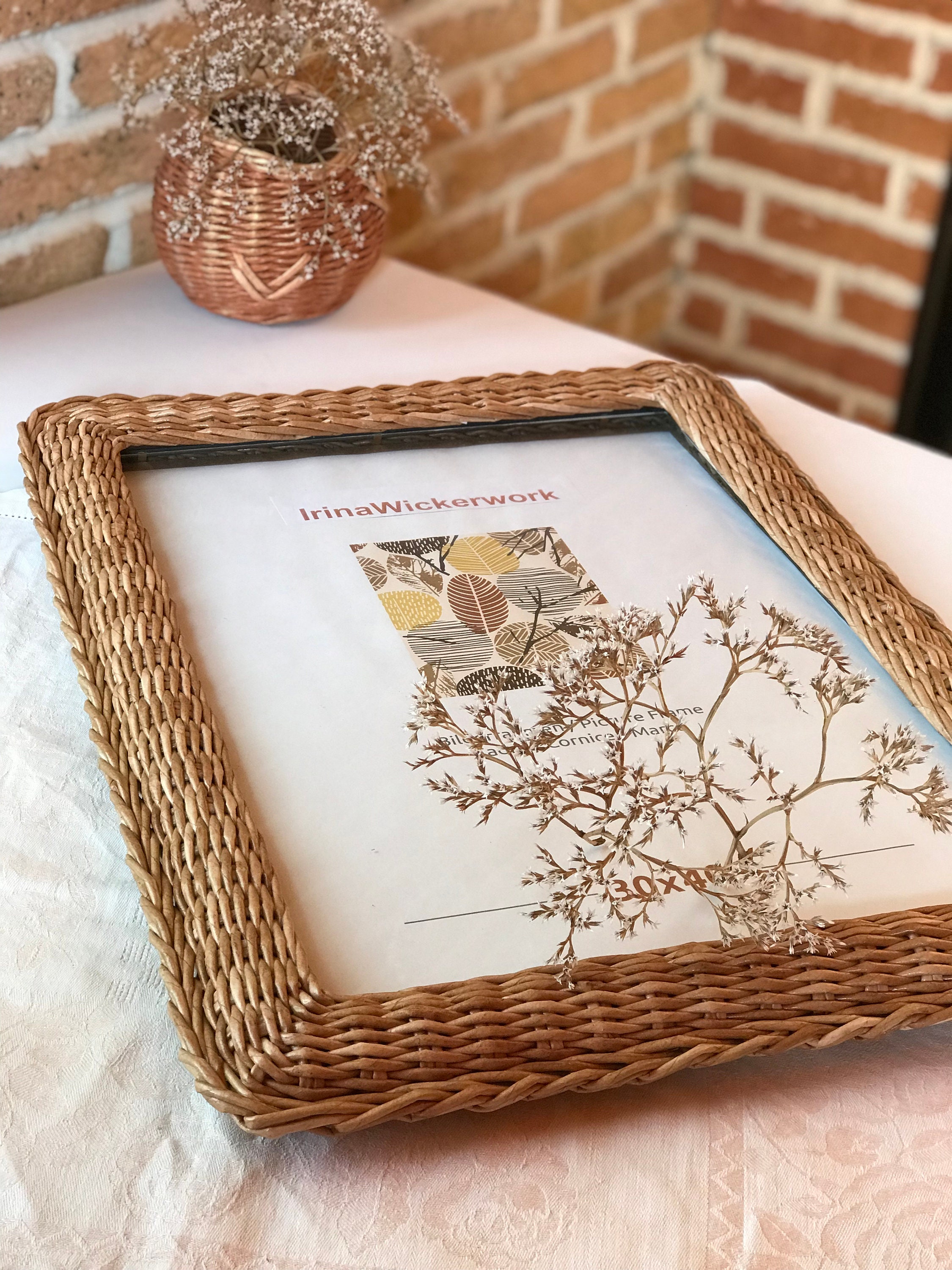 Wicker Picture Frame Wicker Photo Frame A3 Vintage Frames Etsy