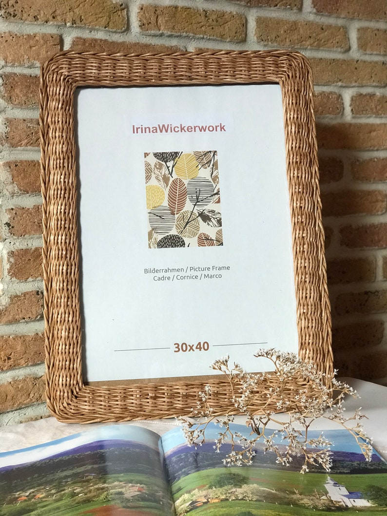Wicker Picture Frame Wicker Photo Frame A3 Vintage Frames Etsy