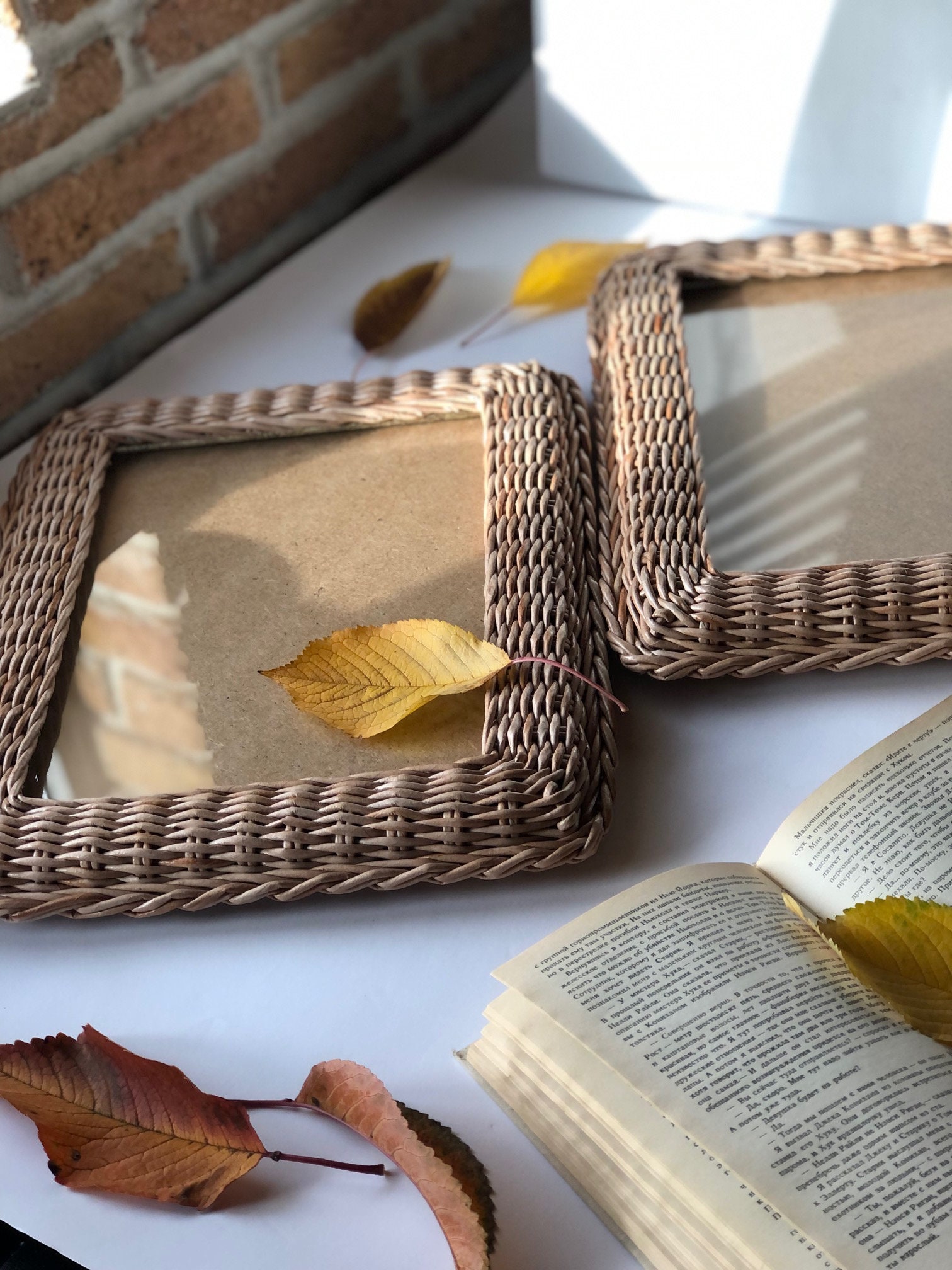 Wicker Picture Frame Wicker Photo Frame A3 Vintage Frames Etsy