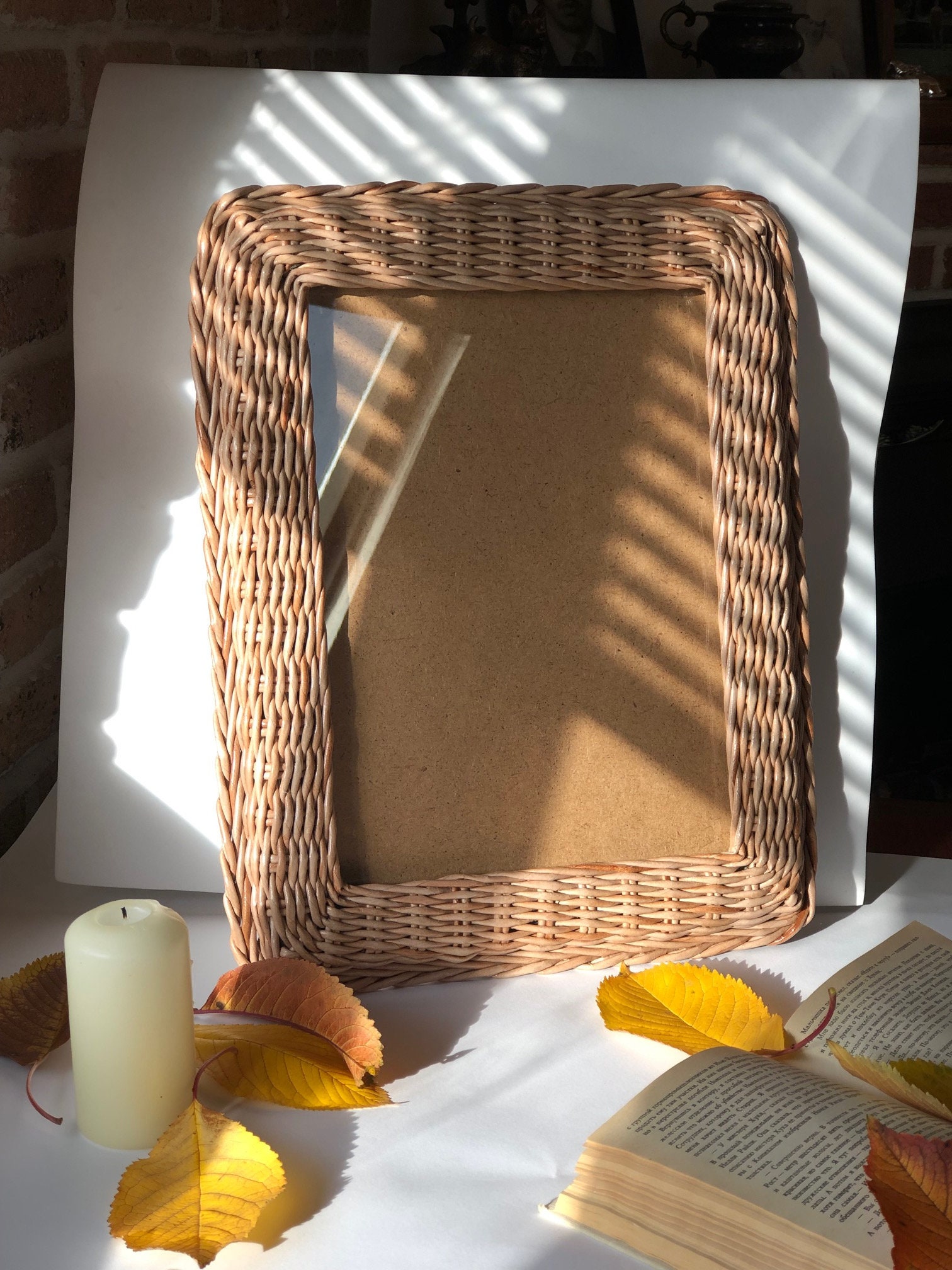 Wicker Picture Frame Wicker Photo Frame A3 Vintage Frames Etsy