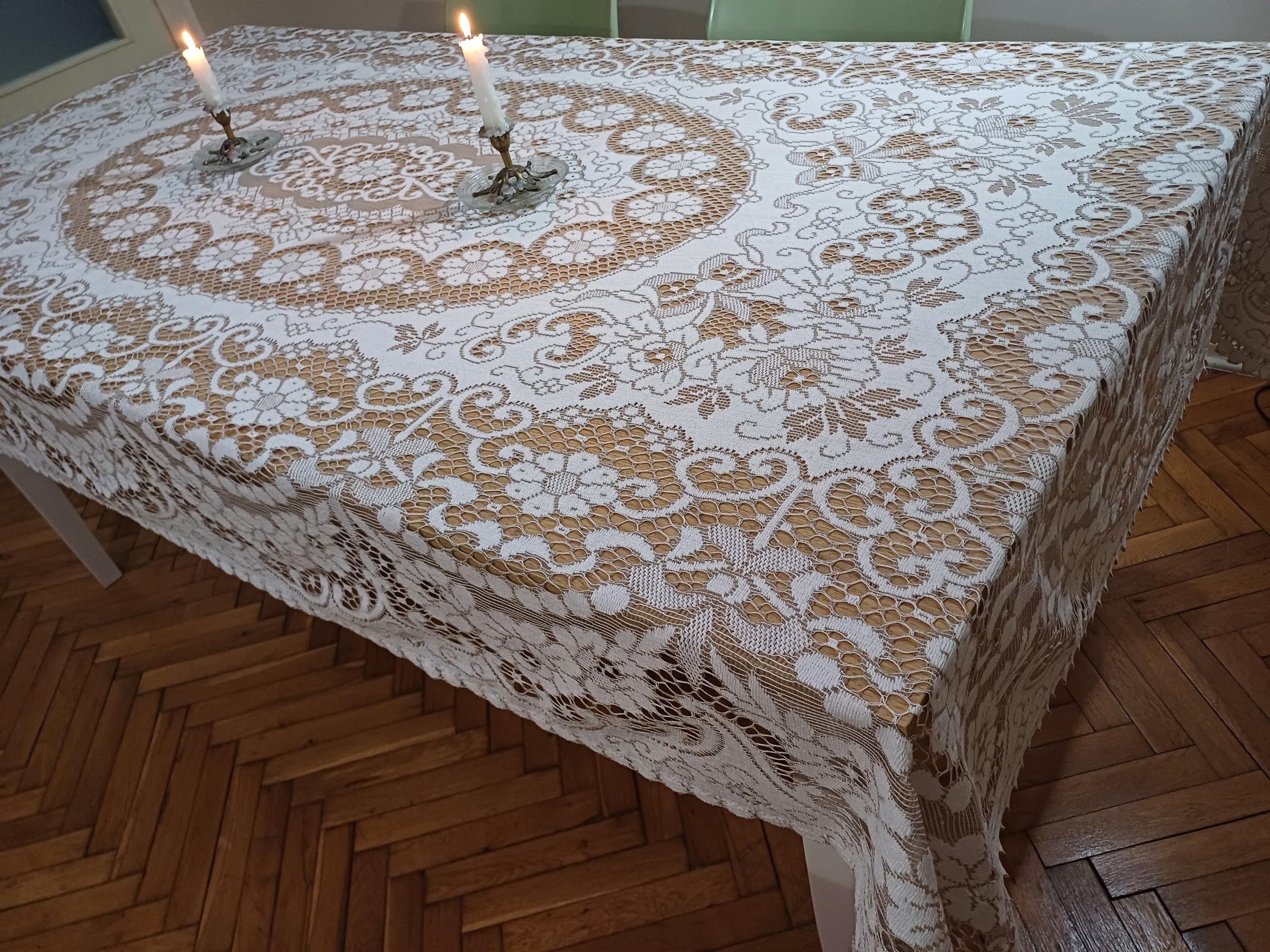 ヴィンテージ　クエーカーレース テーブルクロス（特大） Quaker lace tablecloth - Etsy 日本