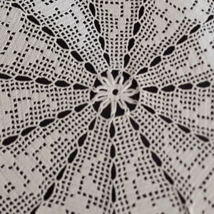 60 Inch Round Rose Hand Crocheted Tablecloth/ White Crochet Lace Doily ...