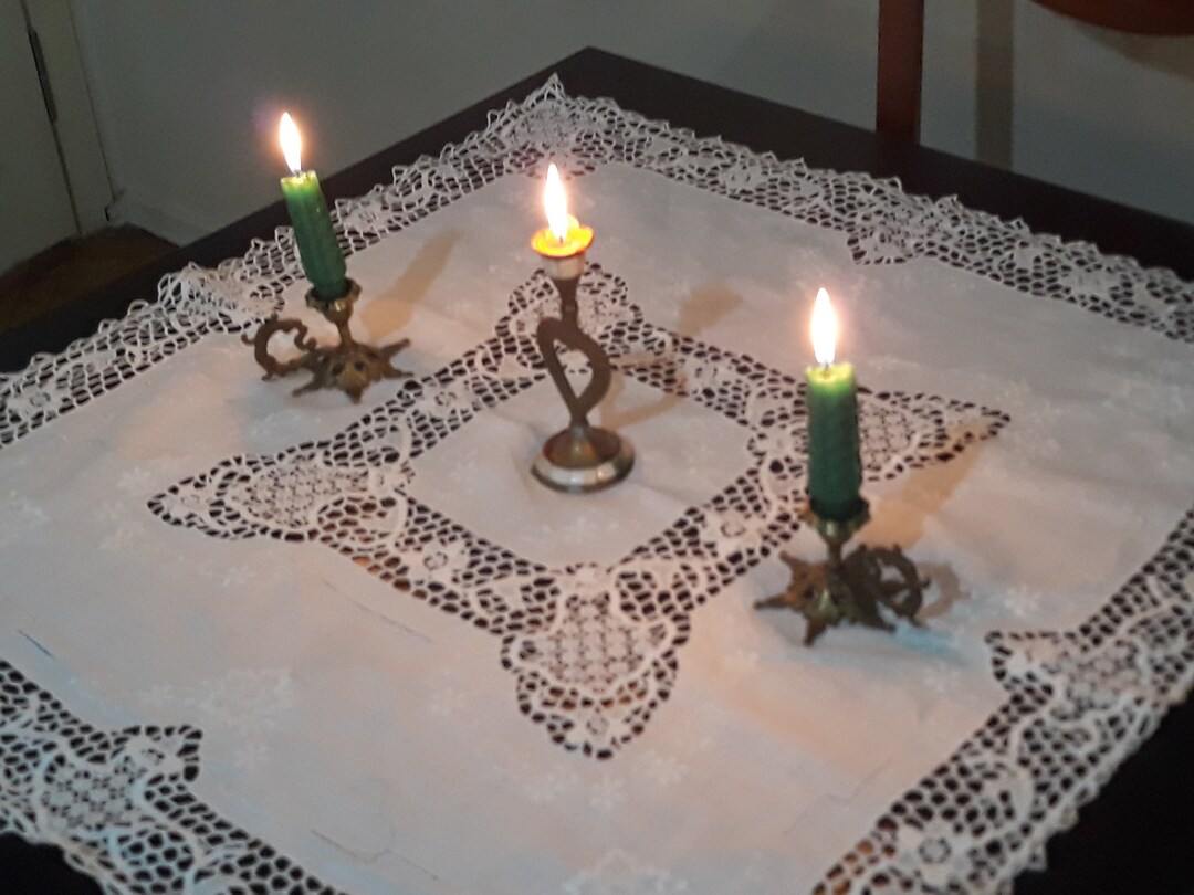 White Cotton Point De Venise Needle Lace Tablecloth/ Antique Etsy
