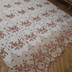 Vintage Floral Large Single Curtain, 70s Retro Flower Print Living Curtain Panel for Livingroom and Bedroom