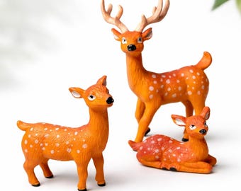 Miniature Deer Family Figurines, Resin Fairy Garden Animals